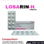 LOSARIN -H Tablets 10x10 Alu-Alu blister pack and box containing Losartan Potassium 50 mg and Hydrochlorothiazide 12.5 mg by Positive Medicare.