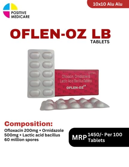 Oflen-200 Tablets 10x10 Alu Alu blister pack and box containing Ofloxacin 200 mg by Positive Medicare.