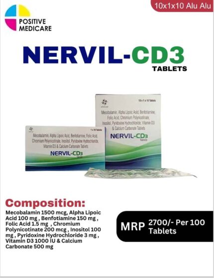 Mecobalamin,alpha lipoic acid,Benfotiamine, folic acid,Chromium polynicotinate, inositol,pyridoxine, hydrochloride,vitaminD3 & calcium