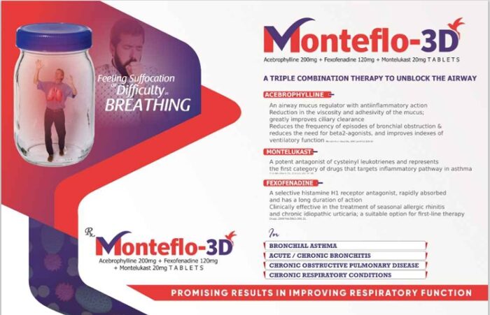 Montelukast 10 mg + Fexofenadine 120 mg + Acebrophylline 200 mg