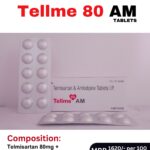 Tellme 80 AM Tablets 10x10 Alu-Alu blister pack and box containing Telmisartan and Amlodipine Tablets I.P. by Positive Medicare.