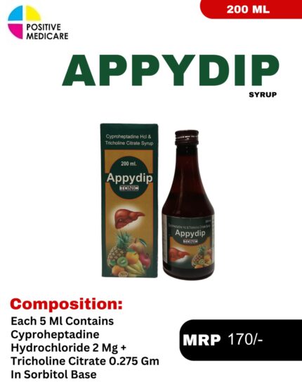 Appydip Syrup 200 ml with Cyproheptadine and Tricholine Citrate