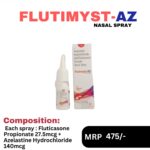 Flutimyst-AZ Nasal Spray 7 mL bottle and box containing Fluticasone Propionate and Azelastine Hydrochloride under Positive Medicare's neuro range.