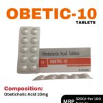 Obetic-10 Tablets 10x10 Alu Alu blister pack and box containing Obeticholic Acid 10mg by Positive Medicare.