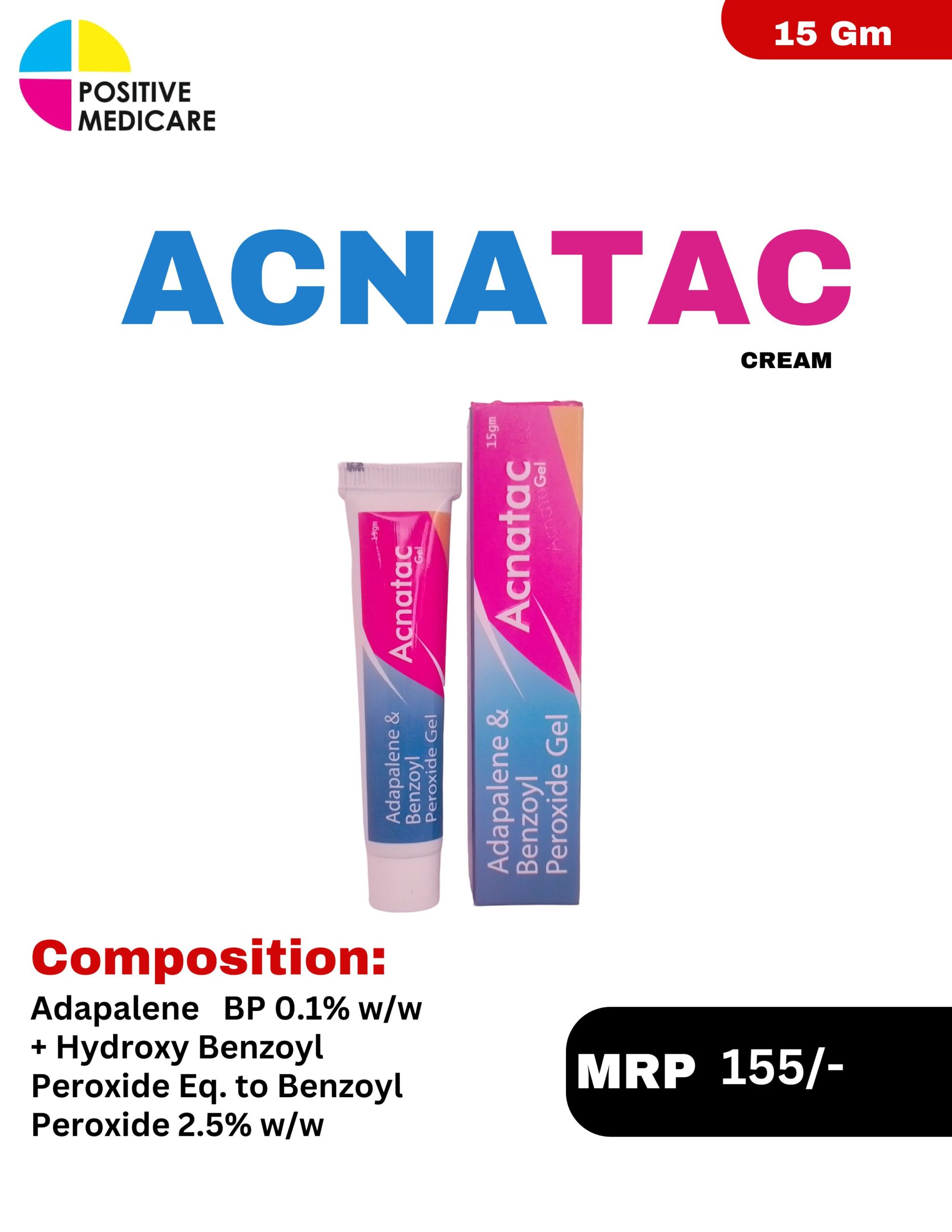 ACNATAC Gel Adapalene 0.1% Benzoyl Peroxide 2.5% 15 gm