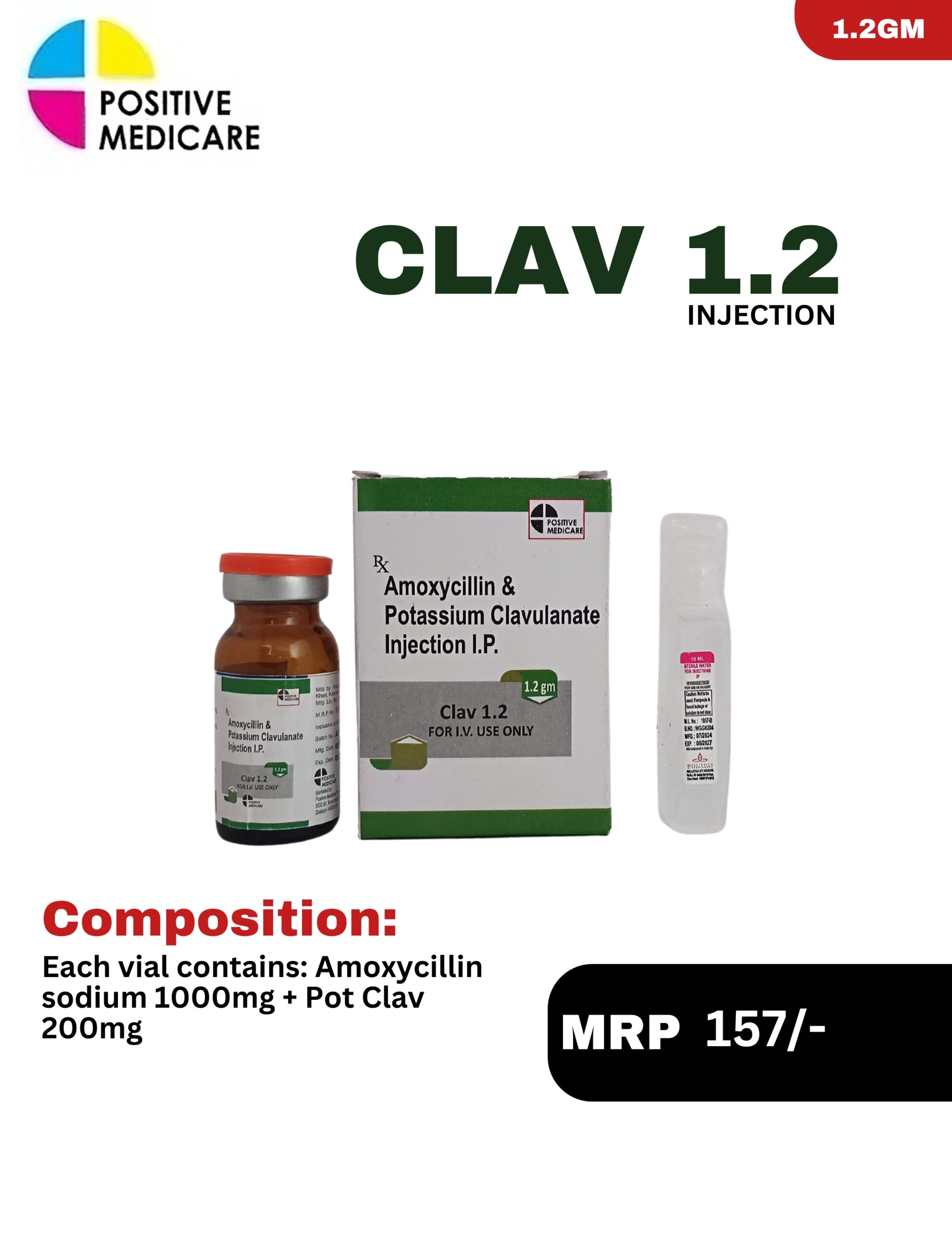 CLAV 1.2 Injection Amoxycillin 1000 mg Clavulanate 200 mg