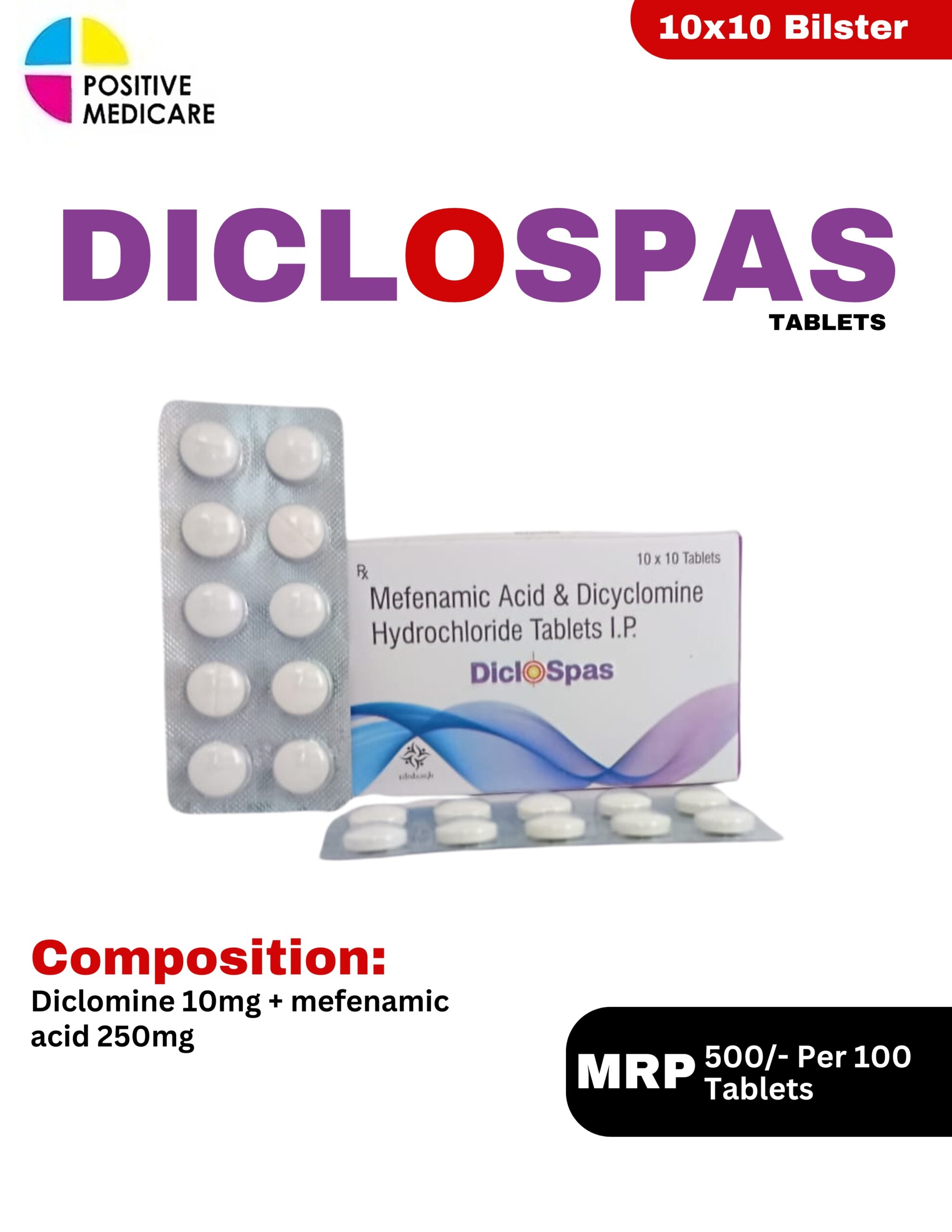DICLOSPAS Tablets containing Dicyclomine 10 mg and Mefenamic Acid 250 mg