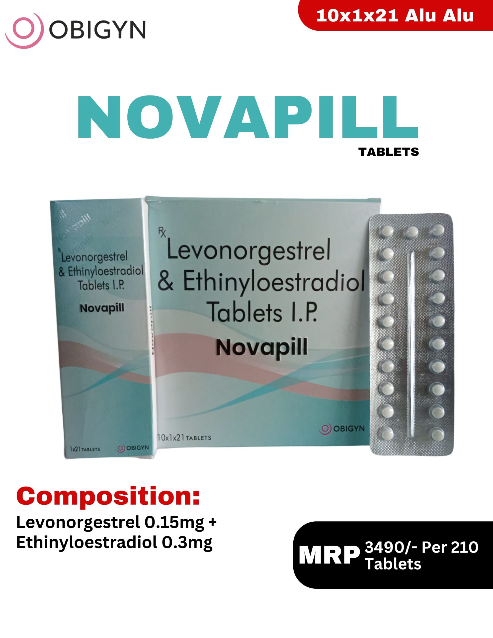 NOVAPILL Tablets containing Levonorgestrel 0.15 mg and Ethinylestradiol 0.3 mg