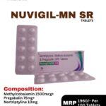 Nuvigil-MN SR Tablets 10x10 Alu Alu blister pack and box containing Methylcobalamin, Pregabalin, and Nortriptyline by Positive Medicare.