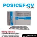 Posicef-CV Tablets 10x1x10 Alu Alu blister pack and box containing Cefixime and Clavulanic Acid by Positive Medicare.