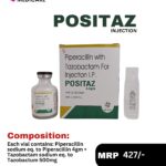 POSITAZ 4.5 GM Injection Piperacillin 4g Tazobactam 500mg by Positive Medicare