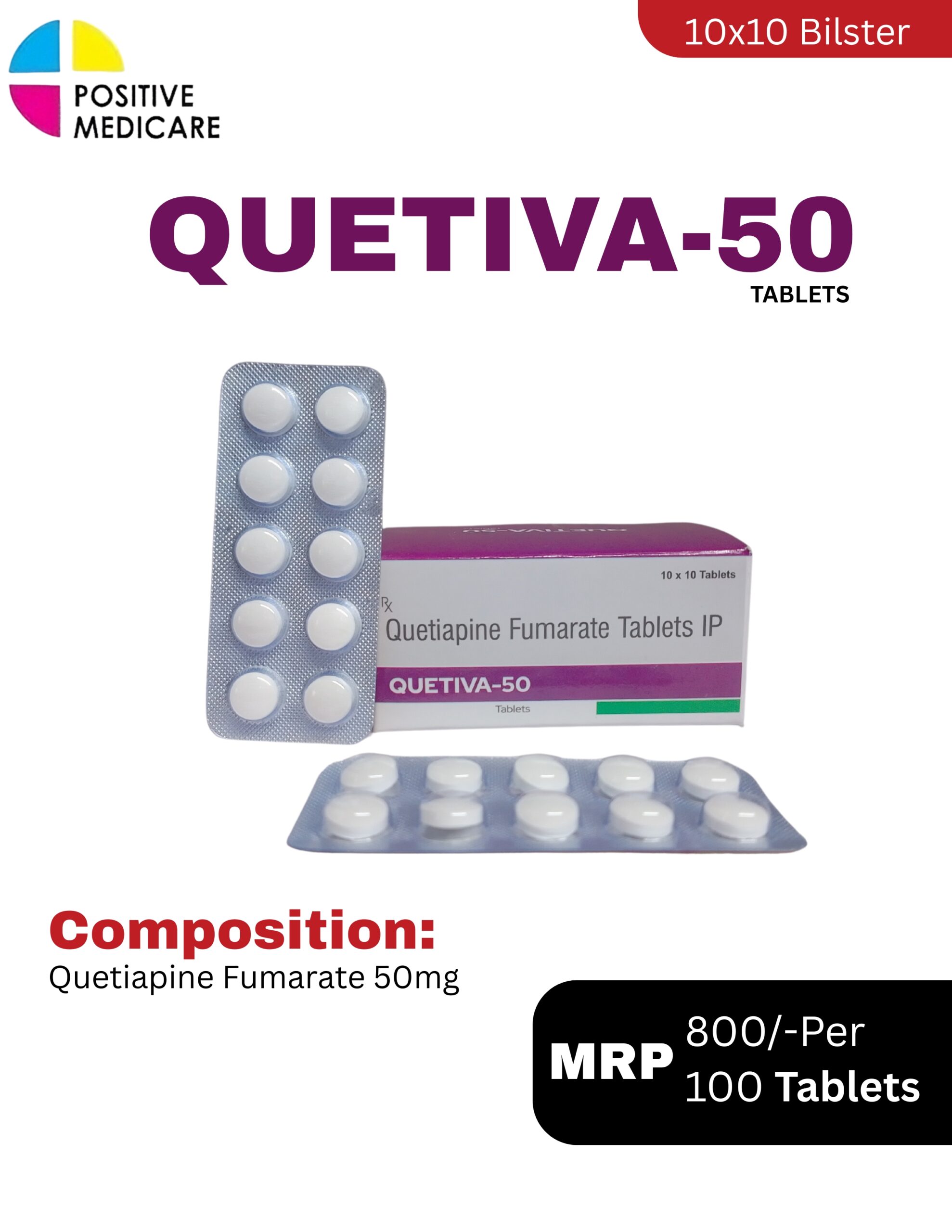QUETIVA-50 Tablets containing Quetiapine Fumarate 50 mg