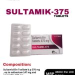 Sultamik 375 Tablets 1x10 Alu Alu blister pack and box containing Sultamicillin Tosilate 375 mg by Positive Medicare.