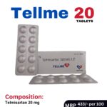 Tellme 20 Tablets 10x10 Alu-Alu blister pack and box containing Telmisartan Tablets I.P. 20 mg by Positive Medicare.