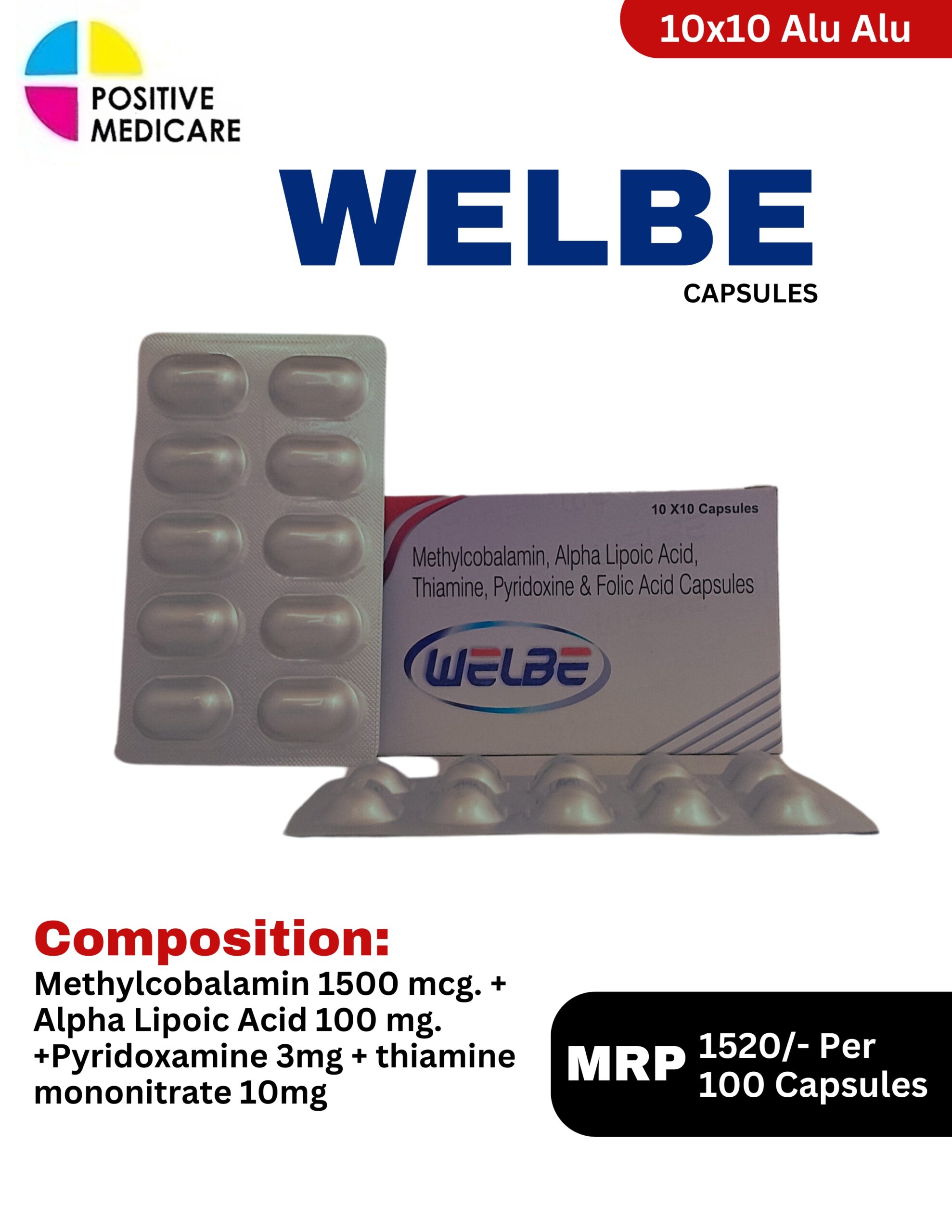 WELBE Capsules with Methylcobalamin 1500 mcg and Alpha Lipoic Acid 100 mg