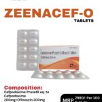Zeenacef O Tablets 10x10 Alu Alu blister pack and box containing Cefpodoxime Proxetil 200mg and Ofloxacin 200mg by Positive Medicare.