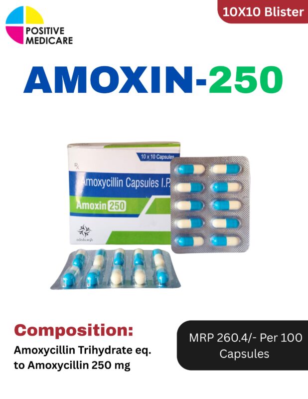 AMOXIN 250 Amoxycillin 250 mg Capsules 10x10 Blister Pack – Positive Medicare