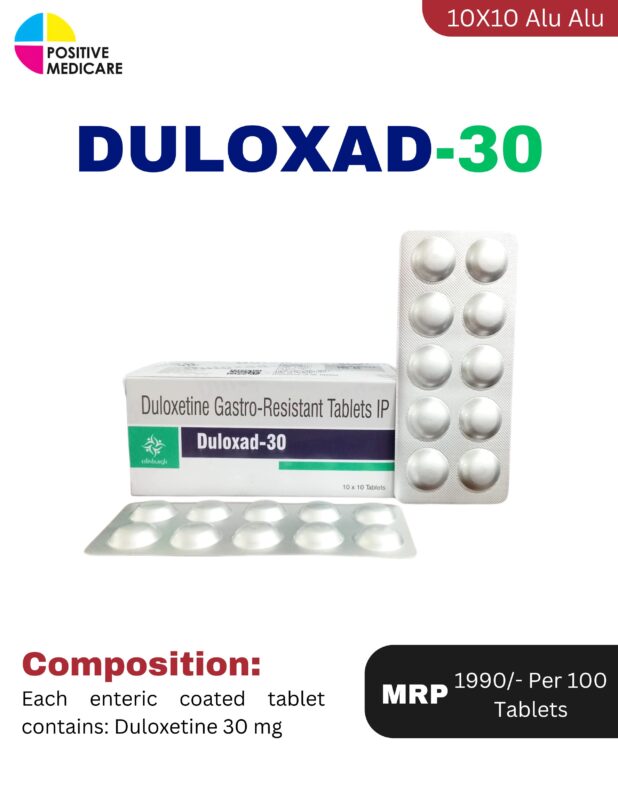 DULOXAD-30 Duloxetine 30 mg Gastro-Resistant Tablets 10x10 ALU-ALU Pack – Positive Medicare