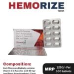 HEMORIZE Iron Vitamin C Folic Acid and Vitamin B12 Tablets