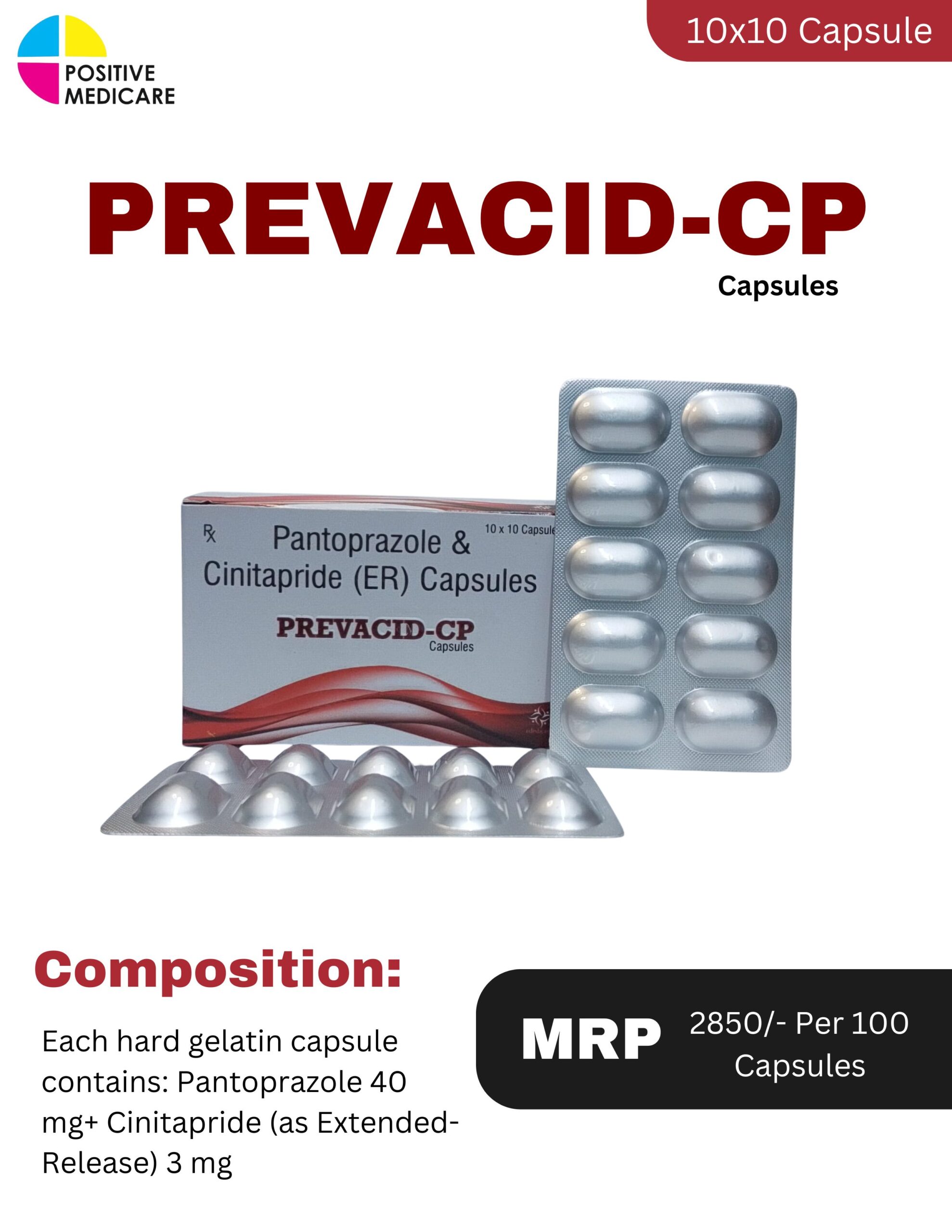 PREVACID-CP Pantoprazole 40 mg Cinitapride 3 mg Capsules by Positive Medicare