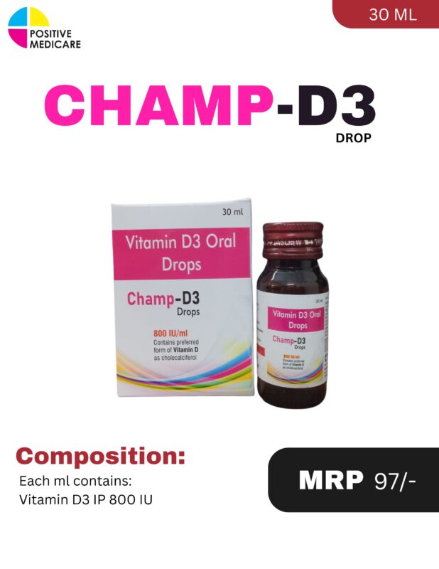 CHAMP-D3 Vitamin D3 800 IU/ml Oral Drops 30 ml by Positive Medicare